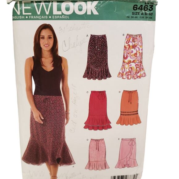New Look Womens Ruffle Hem Skirts Sewing Pattern Size 8-18  New Look 6463 UNCUT - Picture 1 of 8